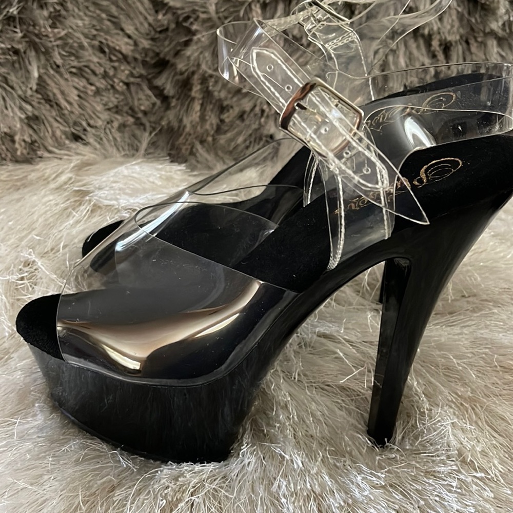 NEW Pleaser Size 10 Stilleto High Heels Black & Clear
